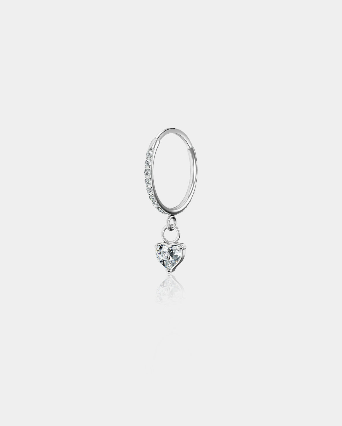 CZ Heart Dangle Nose Hoop