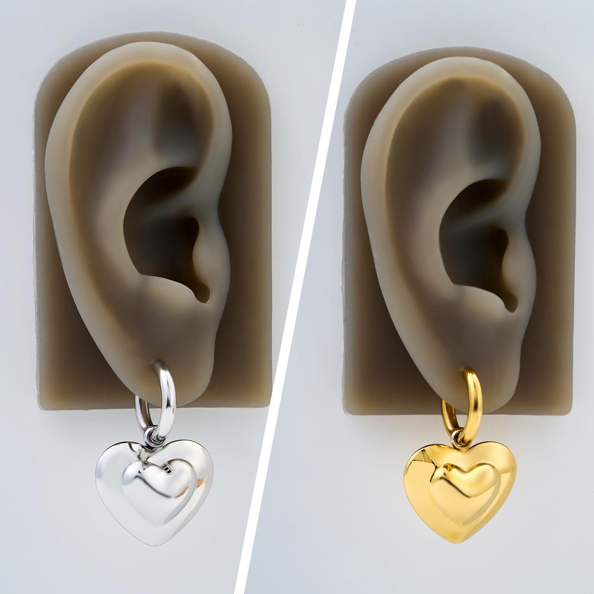 2PCS Hollow Bubble Heart Charm Dropped Hoop Earrings