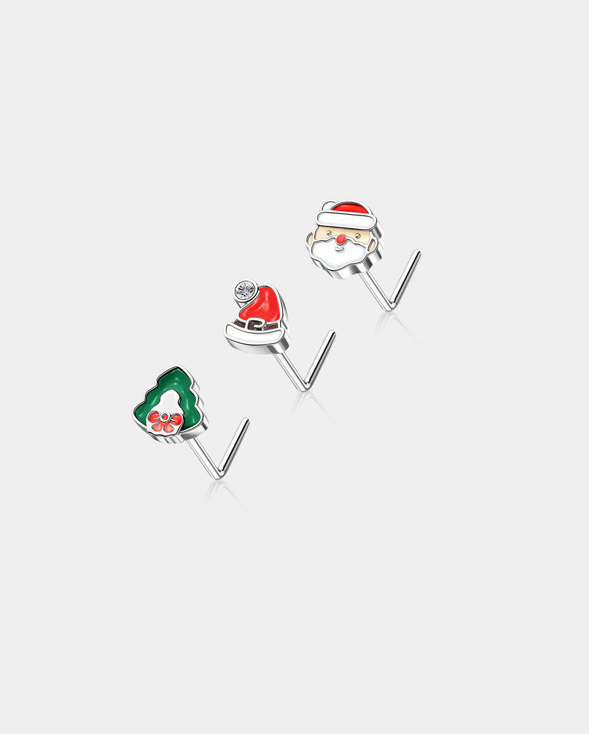 3PCS Christmas Santa/Hat/Tree Nose Studs Pack