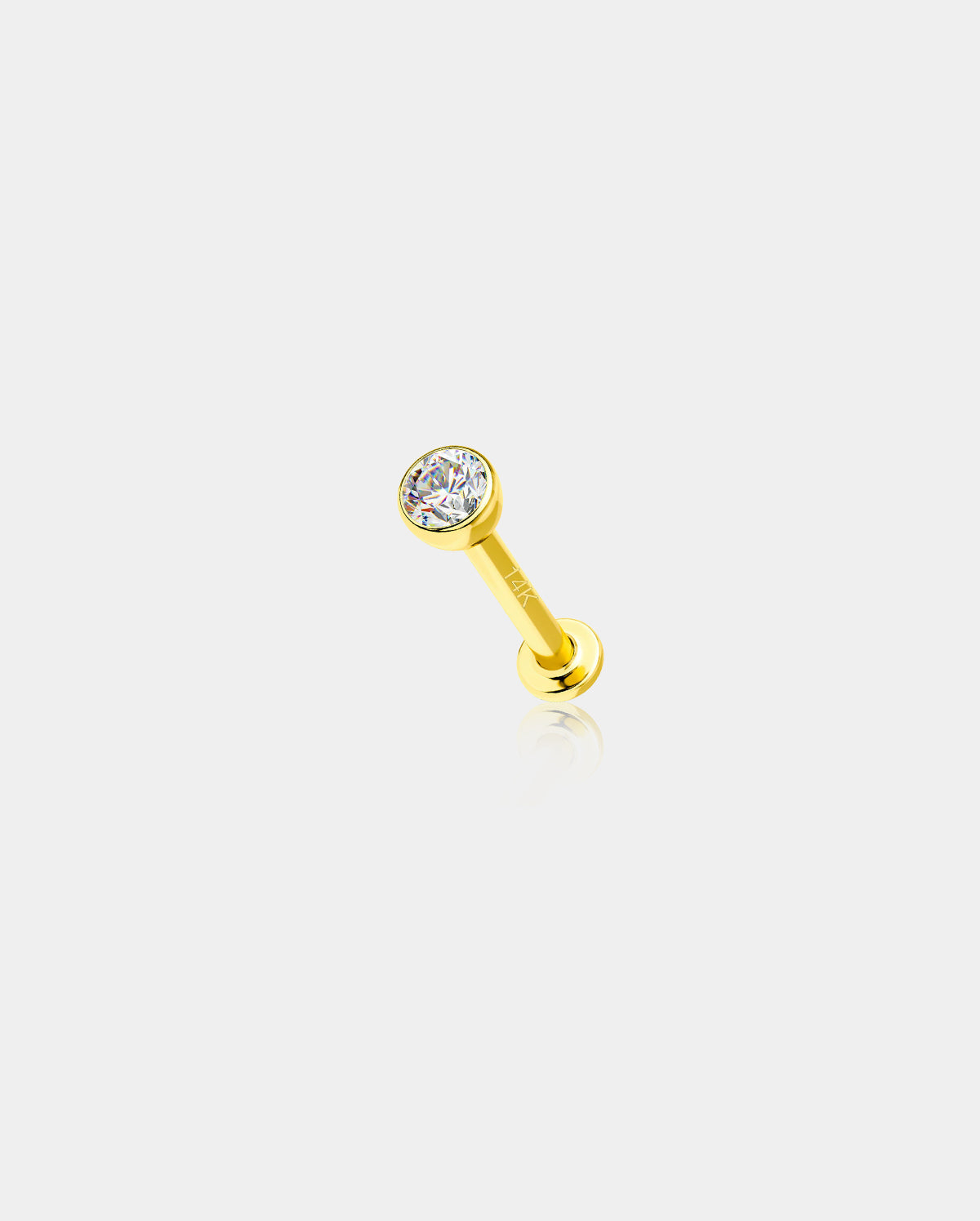 【sina】Picollet K18 Gold 16G Labret 14 Karat Gold Cartilage Labret Stud 18 & 16 Gauge - CZ