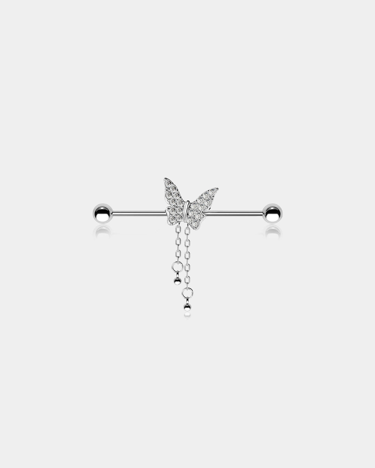 butterfly industrial piercing barbell