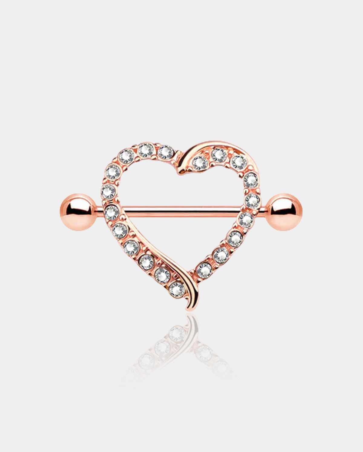 14G Luxury Heart CZ Nipple Shields Shields Set Anneaux de mamelon en or rose