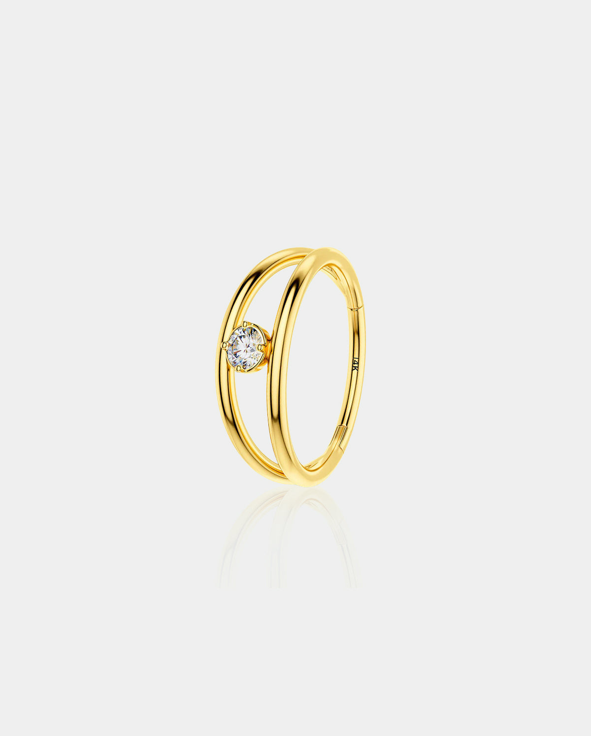 14K CZ Double Layer Cartilage Earrings