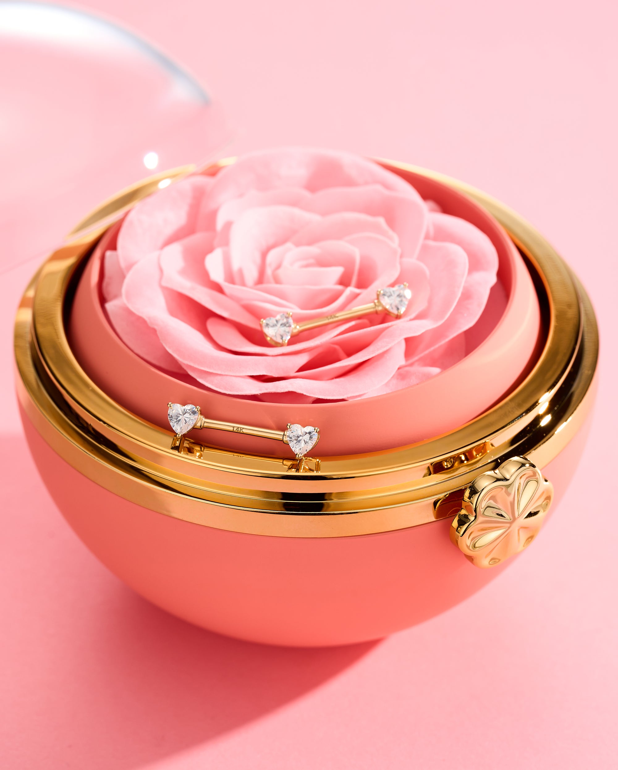 14K Gold Heart CZ Nipple Ring