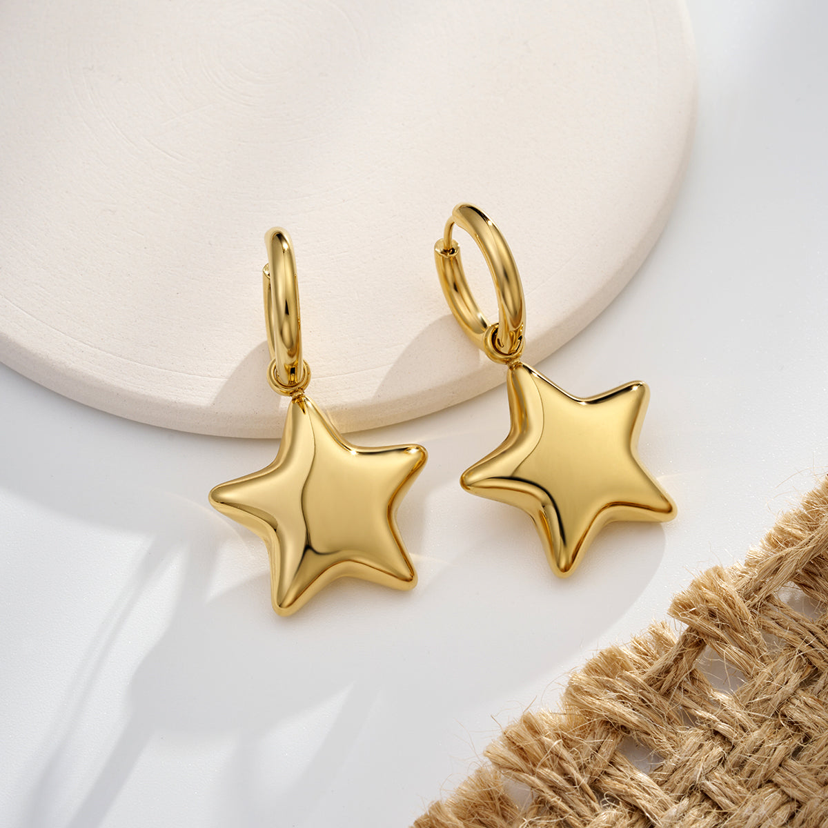 Bubble Star Water Safe Stainless Steel Hoop Earrings