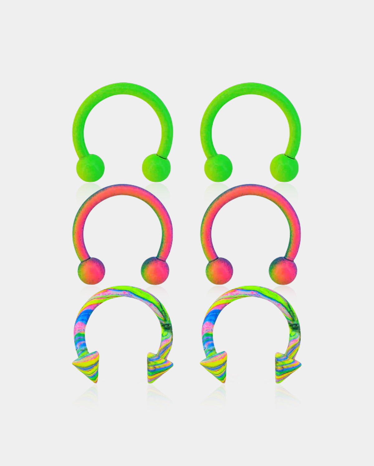 6pcs Corlorful Spike Septum Ring Pack