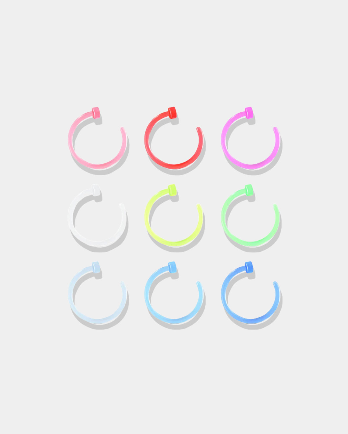 Oufer 9Pcs Pack Colorful Acrylic Nose Ring