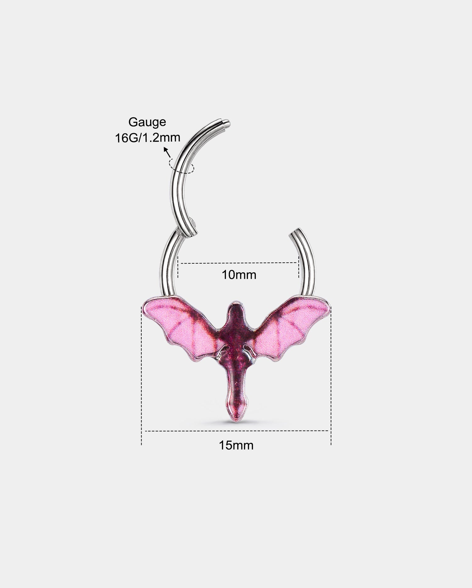 Pink Pterodactyl Hinged Segment Septum Ring