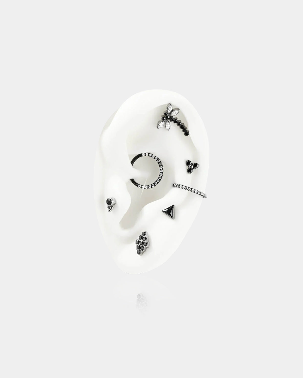 Black CZ Titanium Internally Threaded Cartilage Stud
