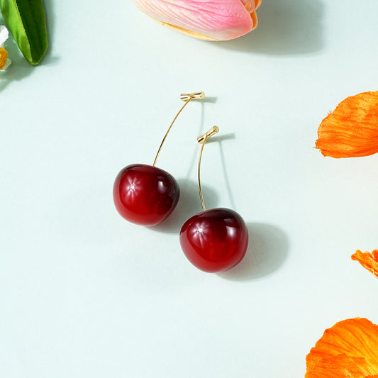 Oufer Sweet Cherry Threadless Push In Drop Earring