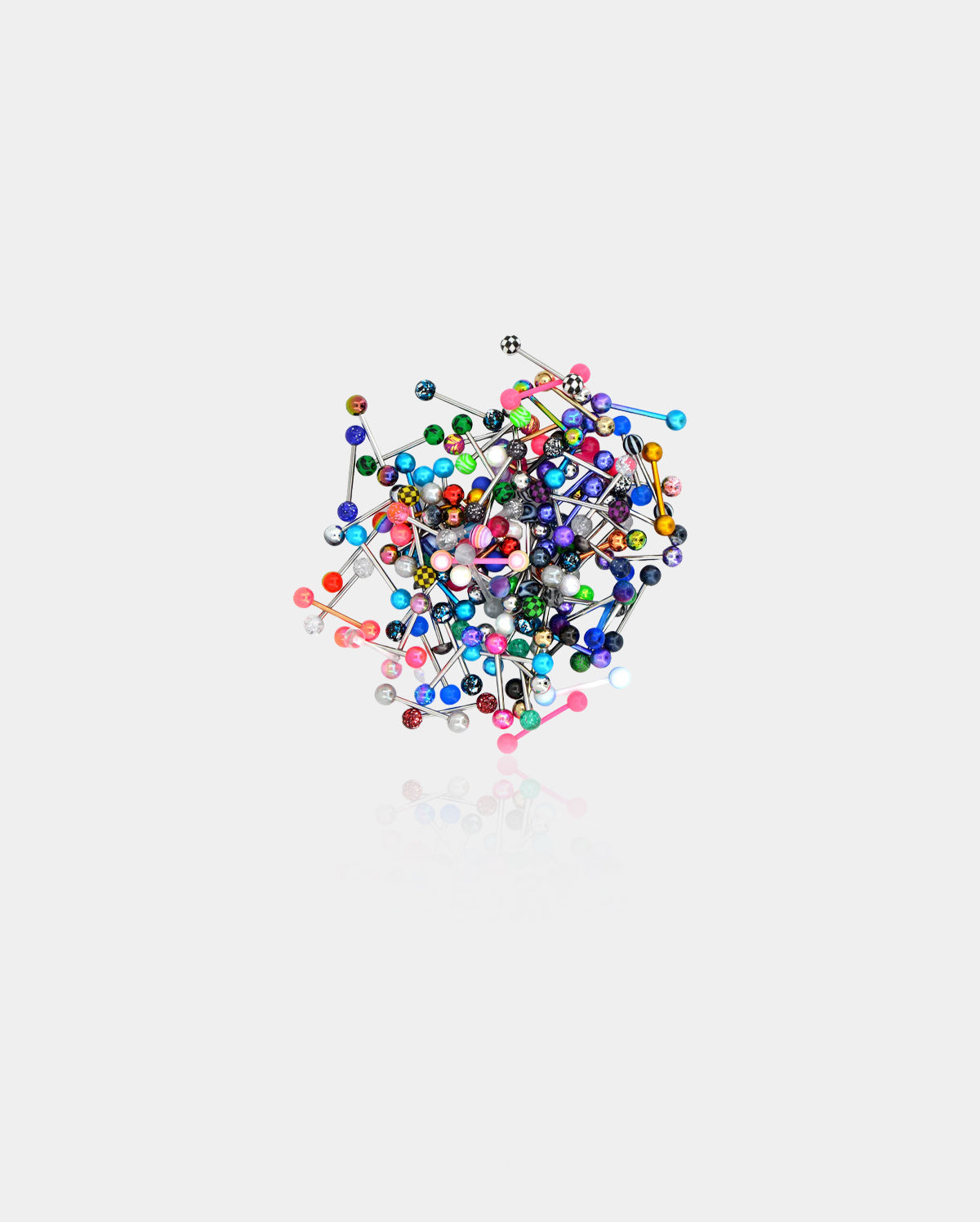 14G 100PCS Tongue Ring Ball Colorful Acrylic Tongue Barbells(Random Colors) - OUFER BODY JEWELRY 