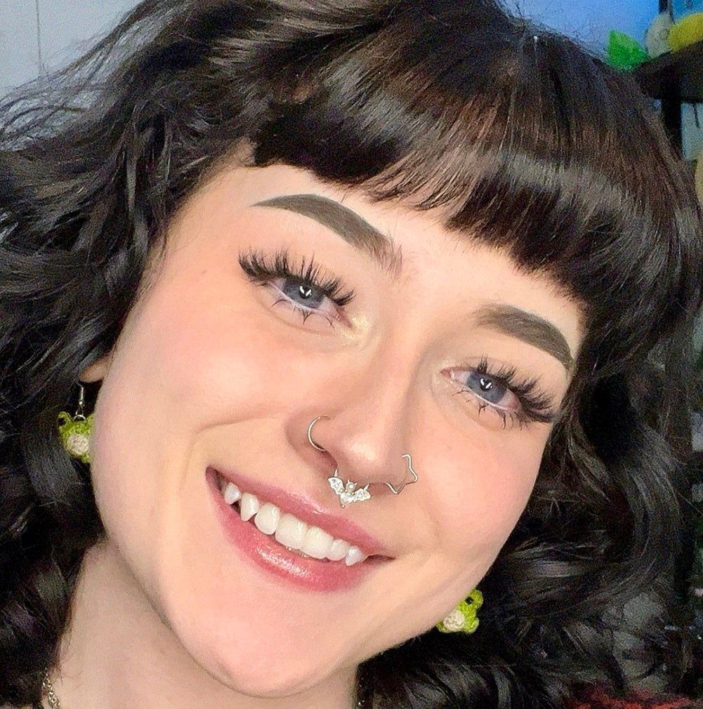 16G CZ Pearl Bat Septum Ring