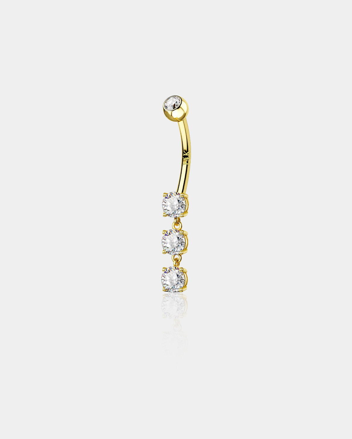14K Dangle Round CZ Belly Ring