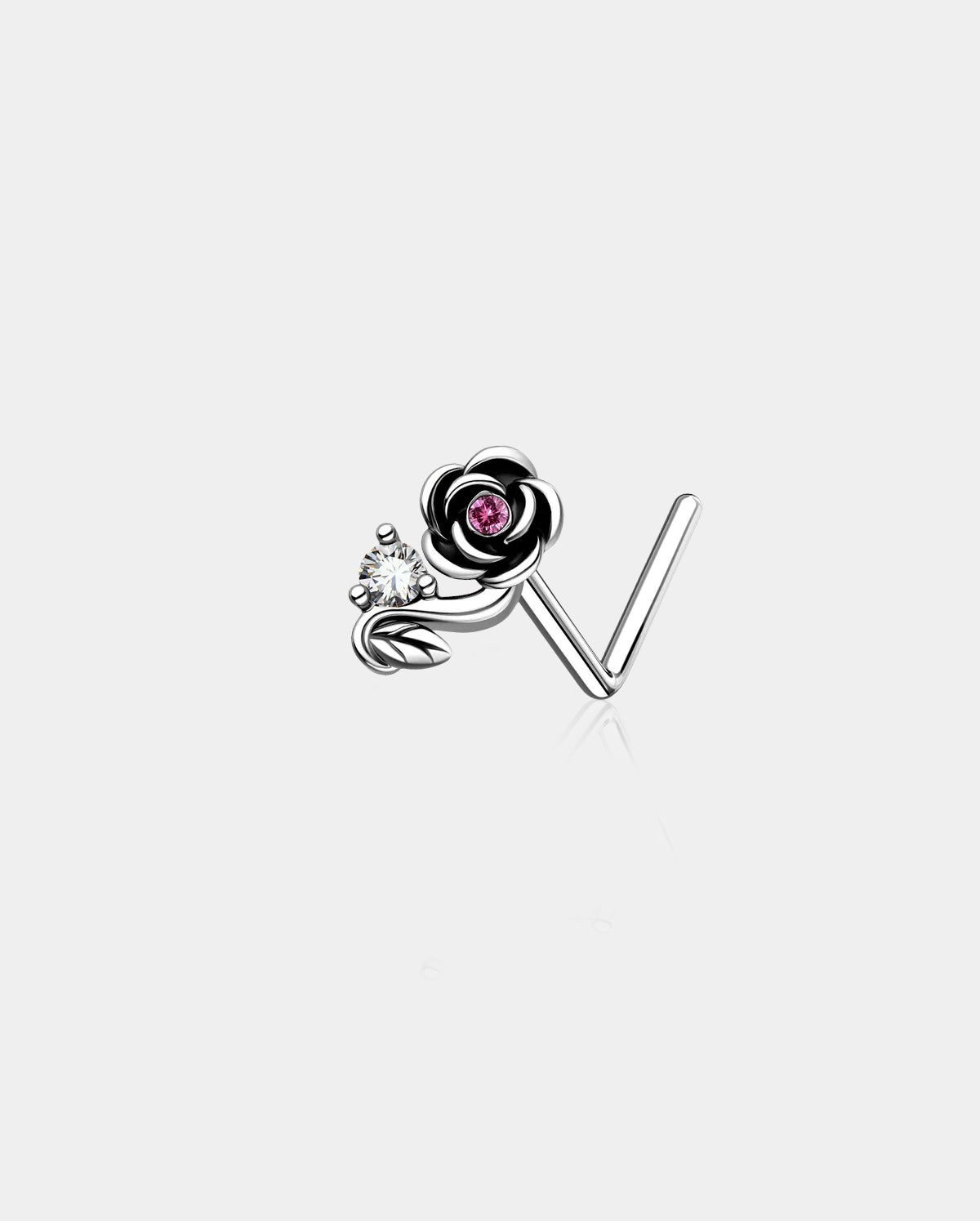 Vintage Rose L-Shaped Nose Stud