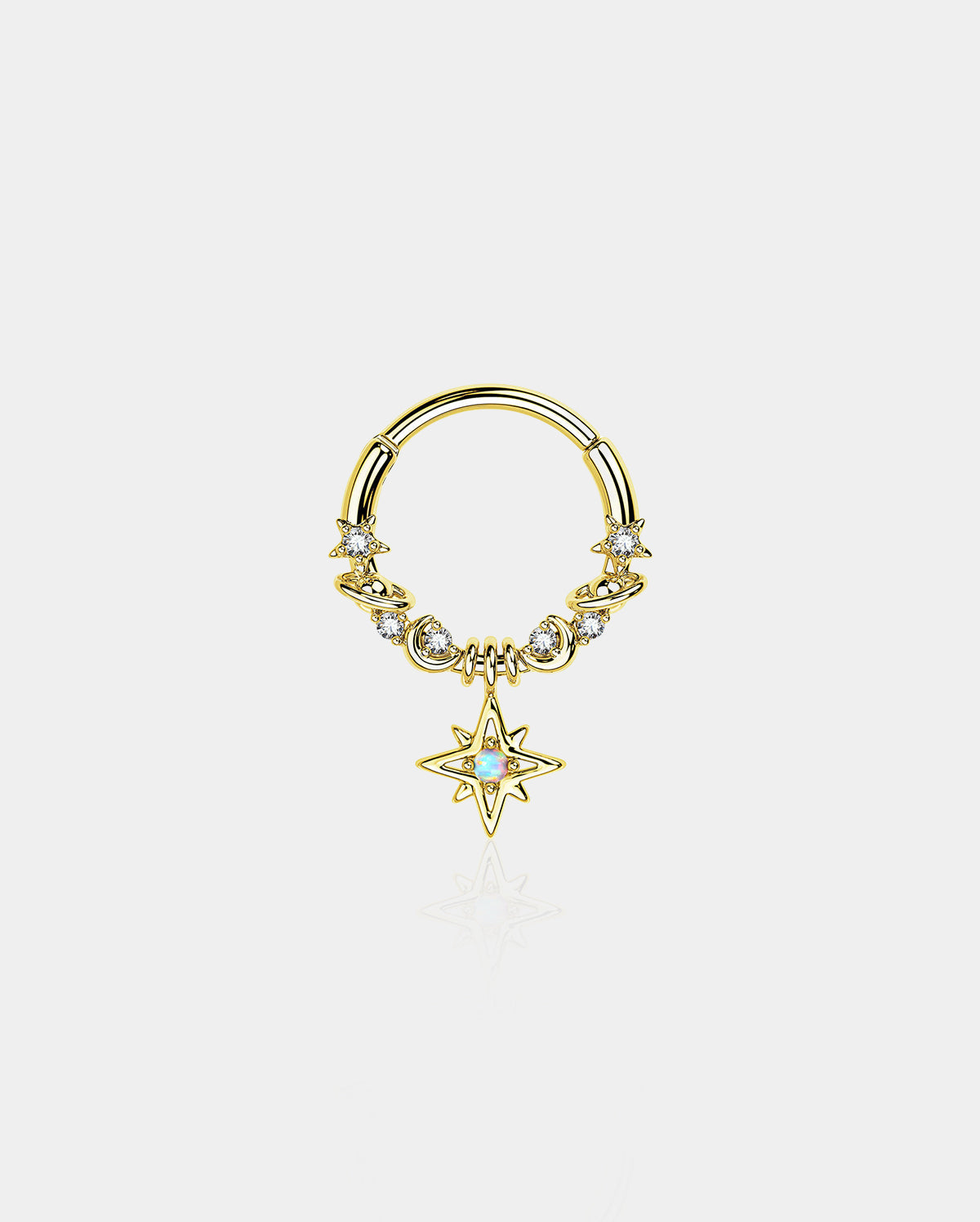 16G Star/Moon/Planet Dangle Septum Ring Helix Earrings
