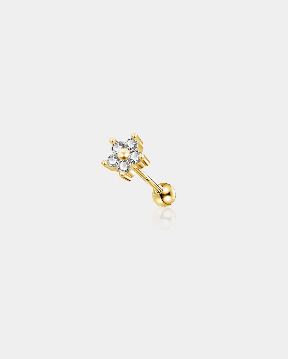 14K CZ Flower Cartilage Earring