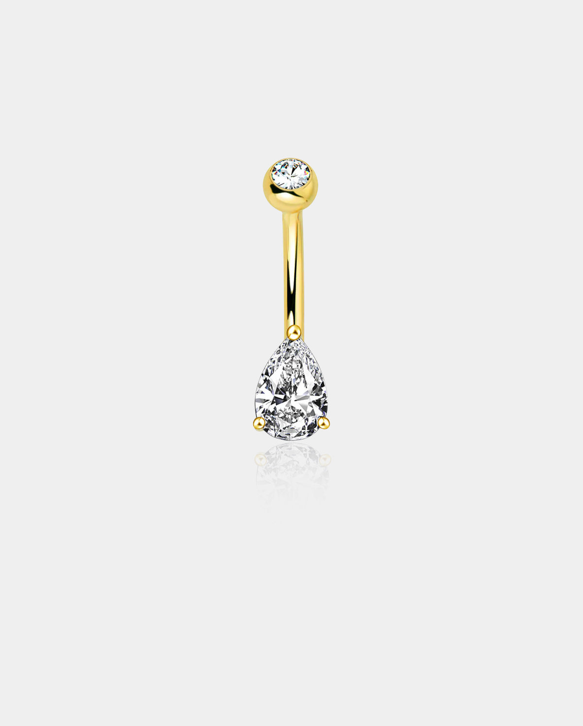 14K Teardrop CZ Belly Ring