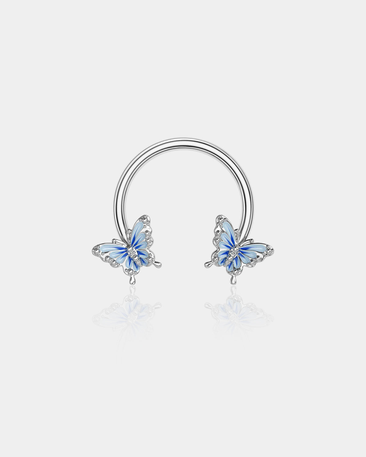 16G Blue Butterfly Horseshoe Septum Ring