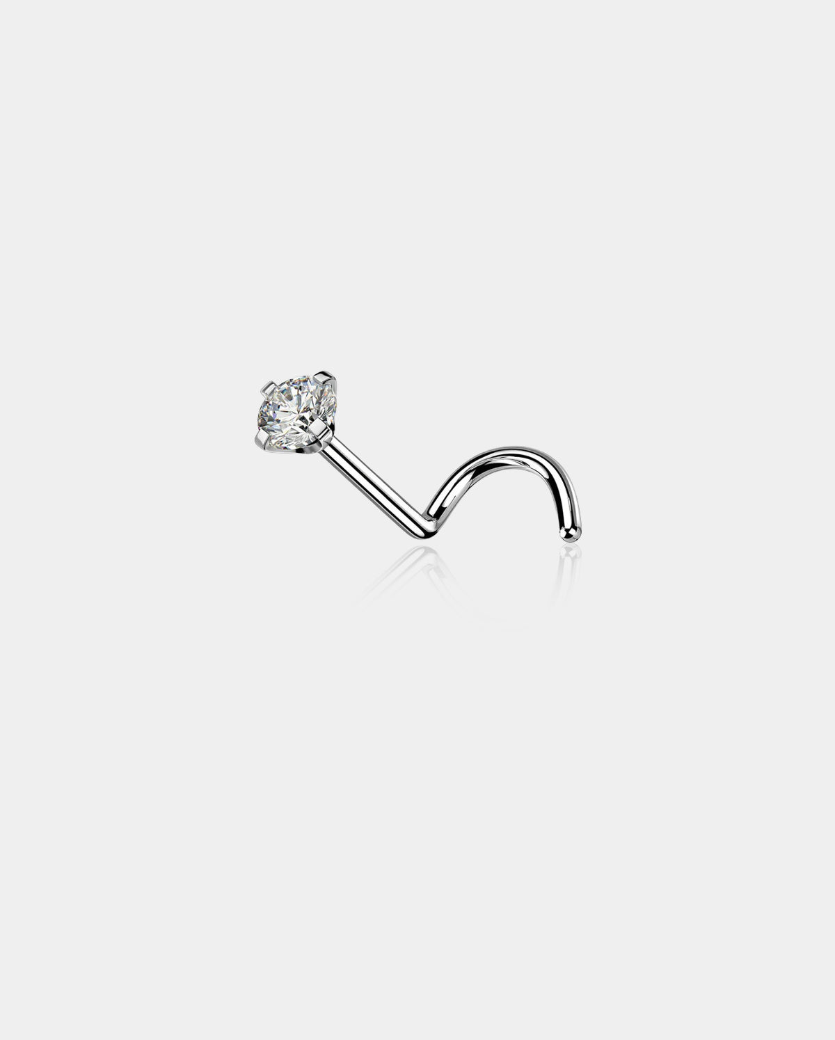 Titanium CZ Threadless Screw Nose Stud