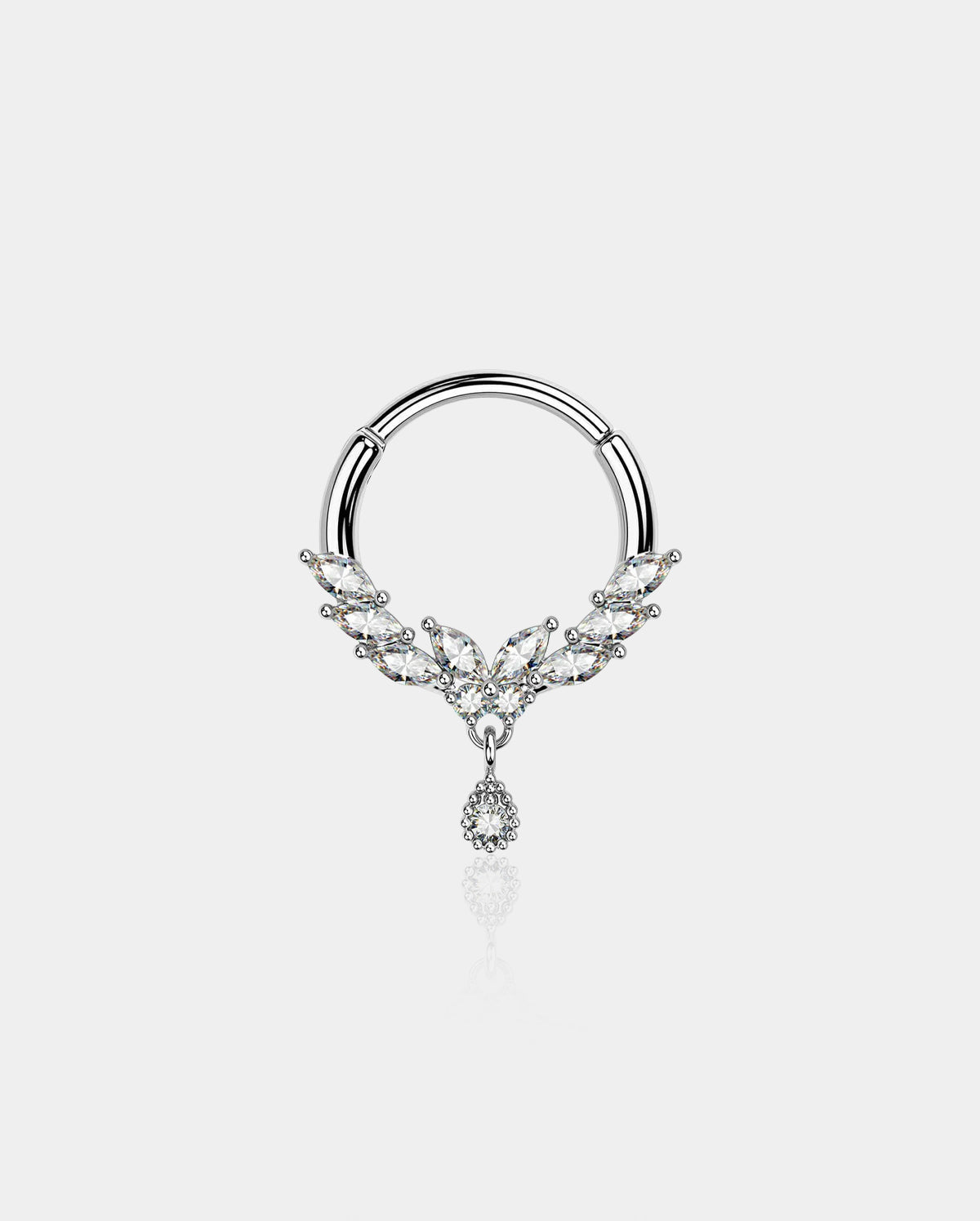 16G Butterfly CZ Dangle Septum Ring