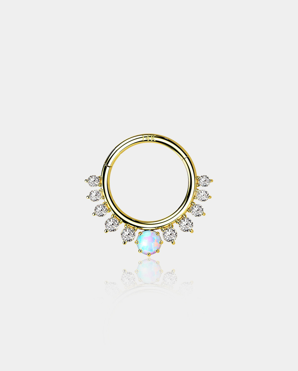 14K CZ Opal Segment Septum Ring