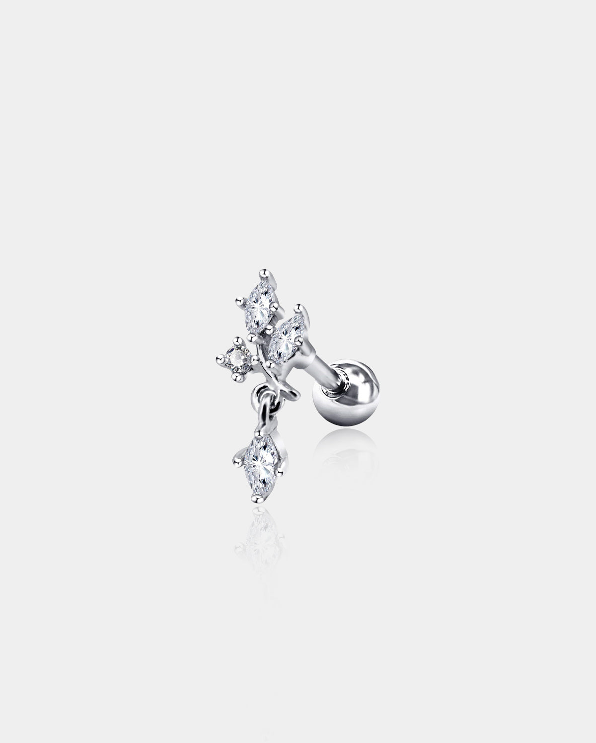 Dendriform Dangle CZ Helix Stud