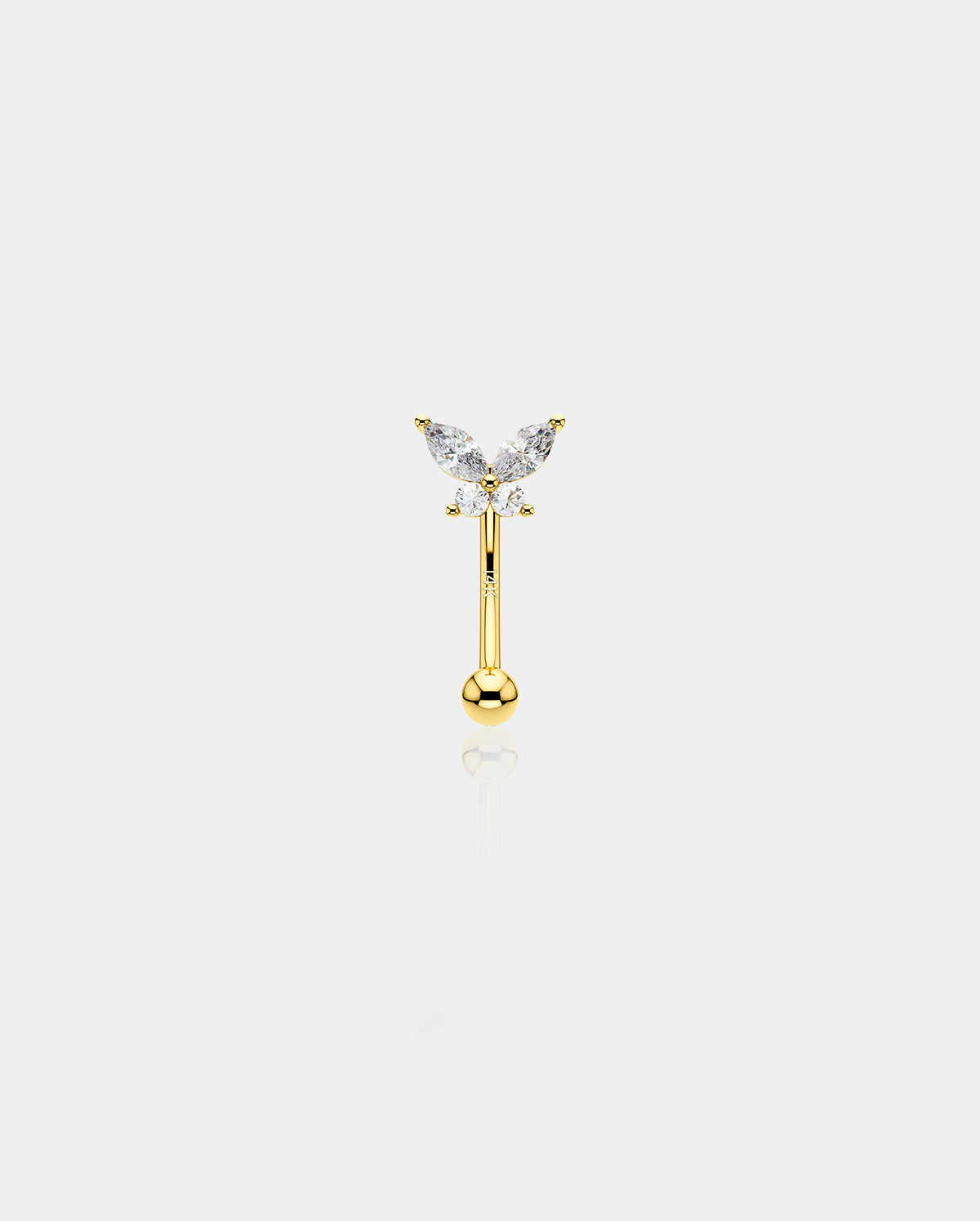 14K CZ Butterfly Rook Earring