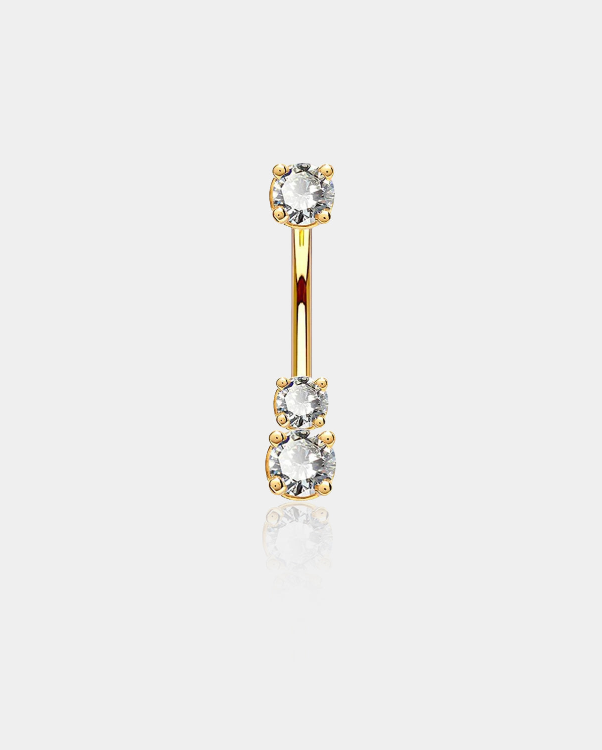 14K Three Round CZ Belly Ring