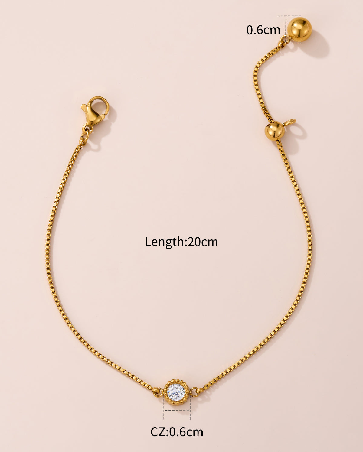 Silver and Gold Minimal Round CZ Bracelet