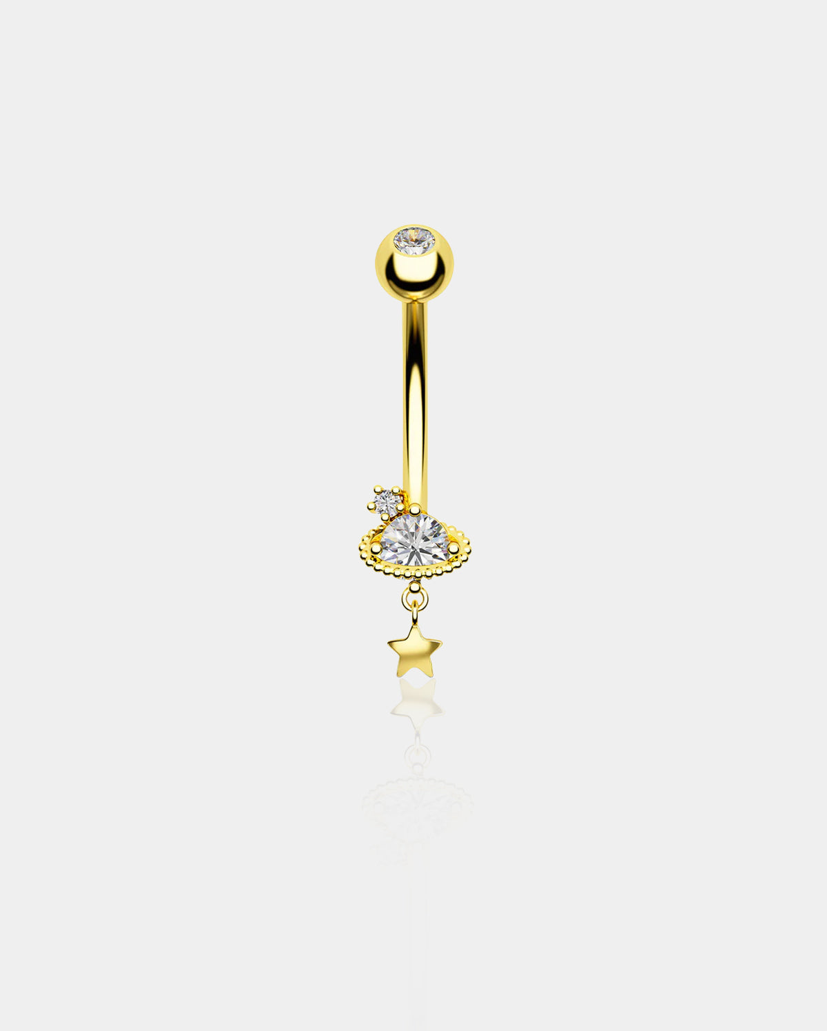 14k gold saturn belly ring