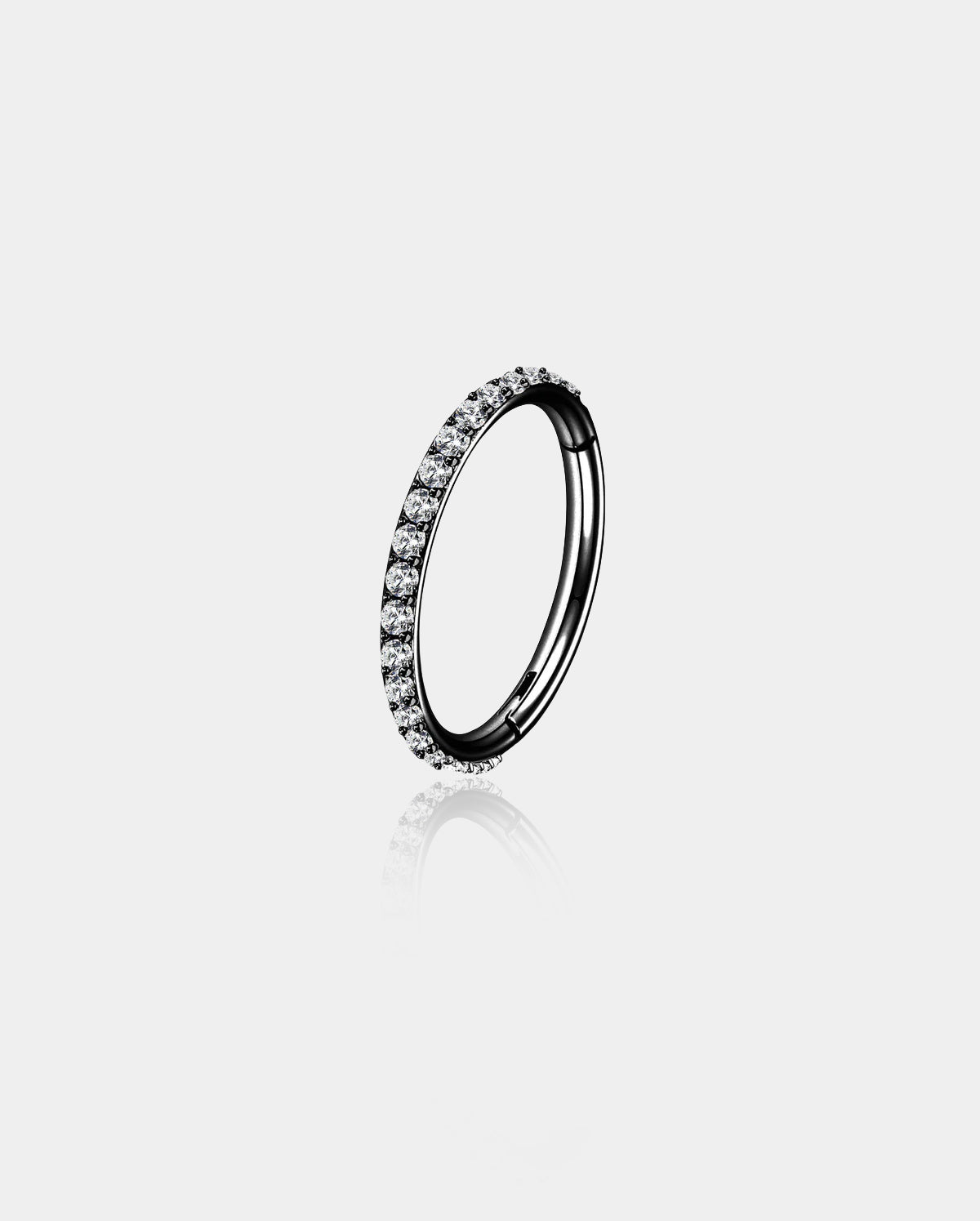 20G Nose Ring Hinged Segment CZ Hoop Ring