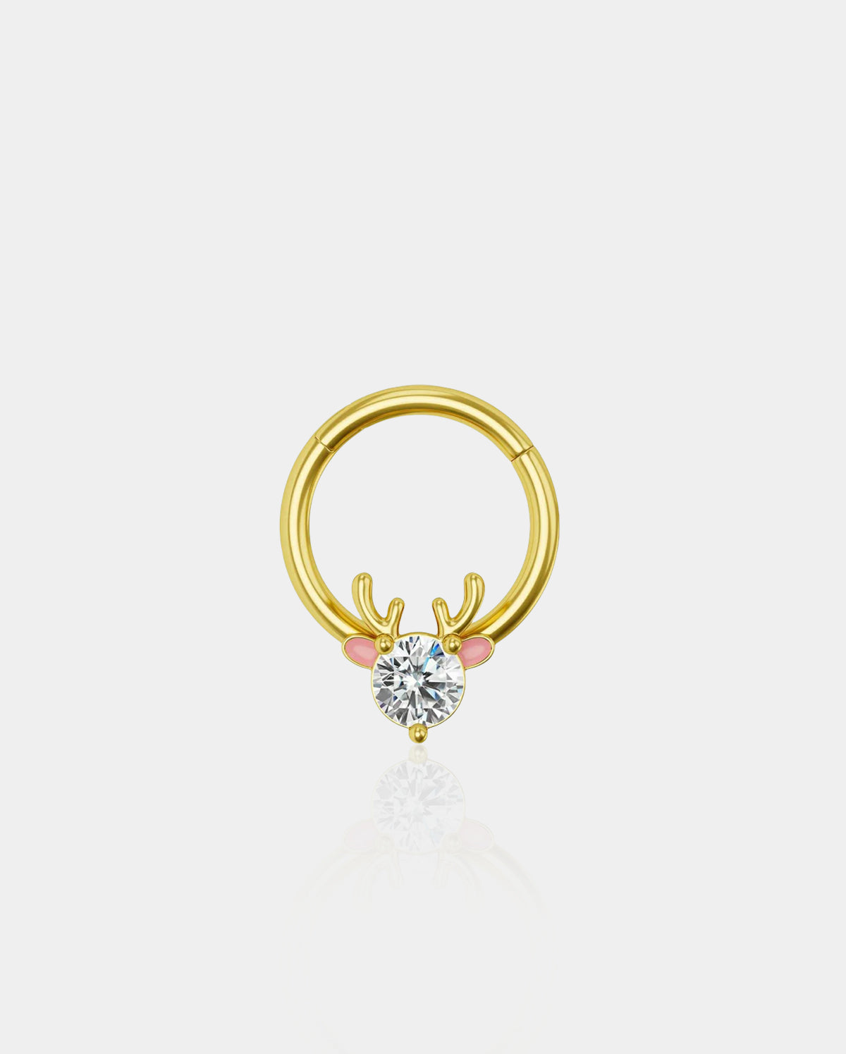 Xmas Deer Head Hinged Segment Septum Hoop