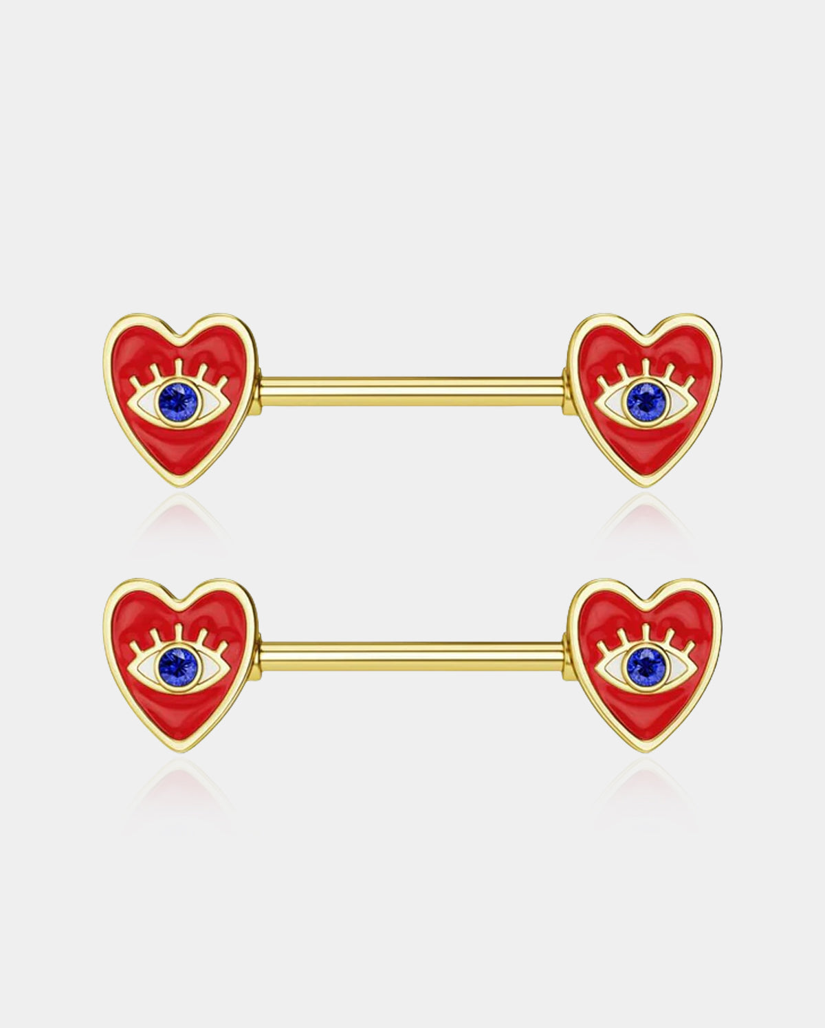 2PCS Evil Eye Heart Nipple Ring
