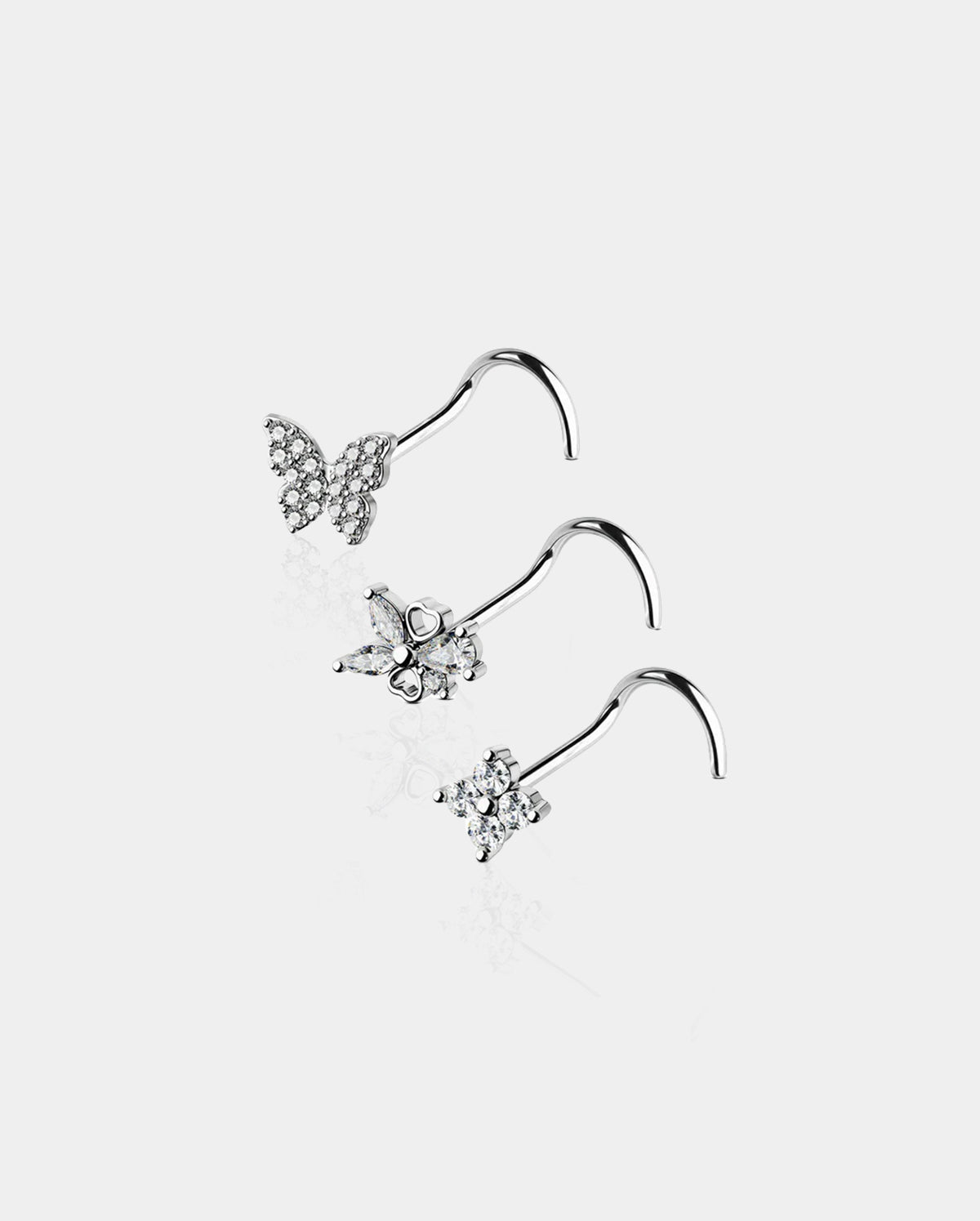 3PCS ButterflyFlower Nose Stud Set