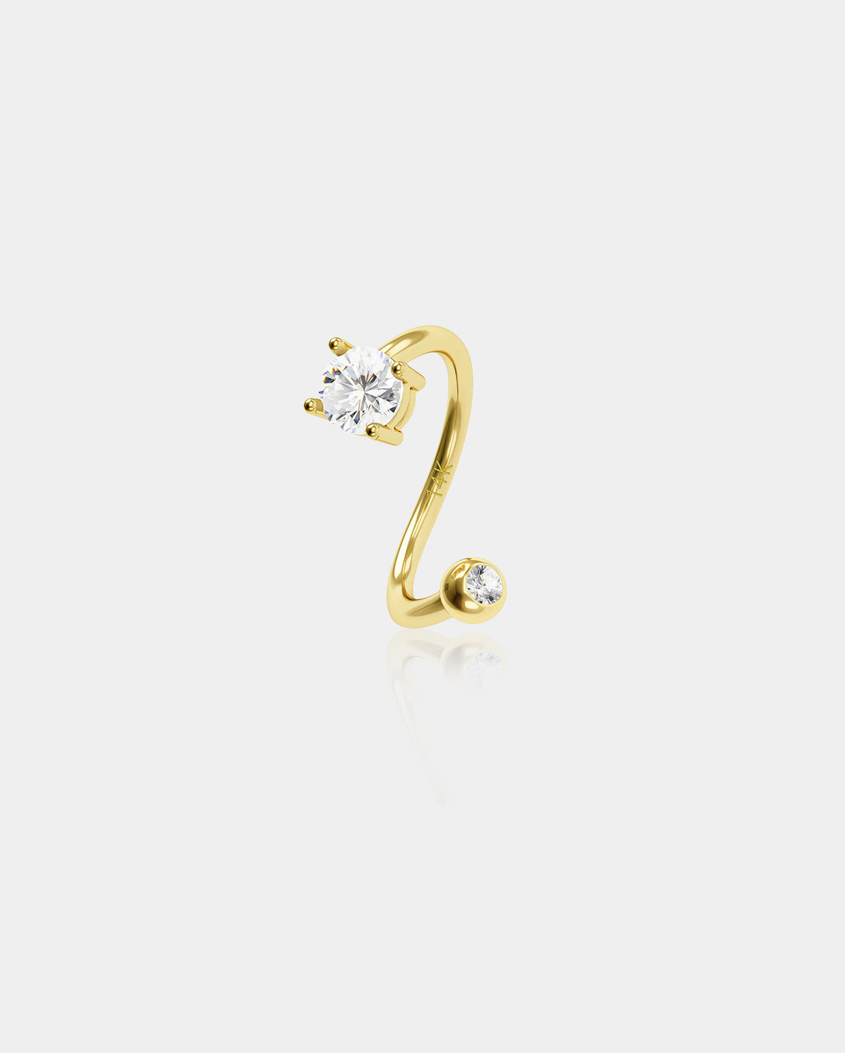 14K Round CZ Cartilage Earring