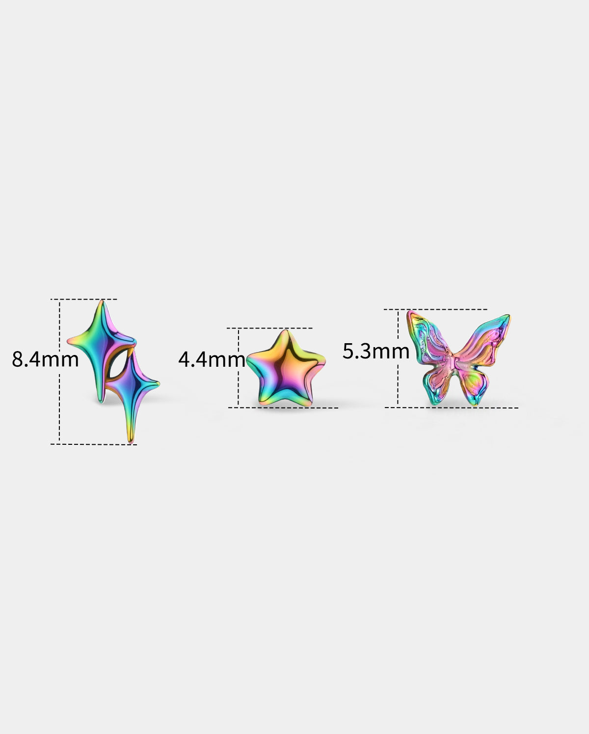 3PCS Titanium Butterfly/Star Nose Studs Set