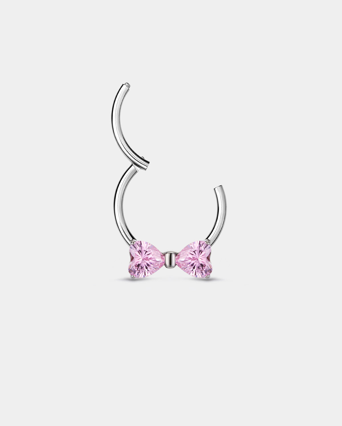 Pink CZ Bow Titanium Septum Ring