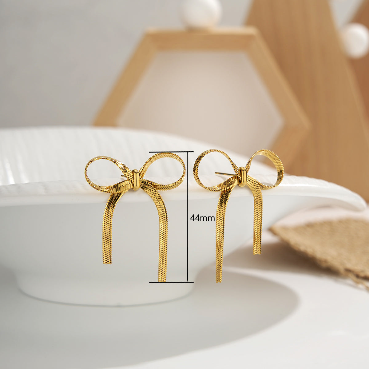 2PCS Bow Statement Stainless Steel Stud Earrings