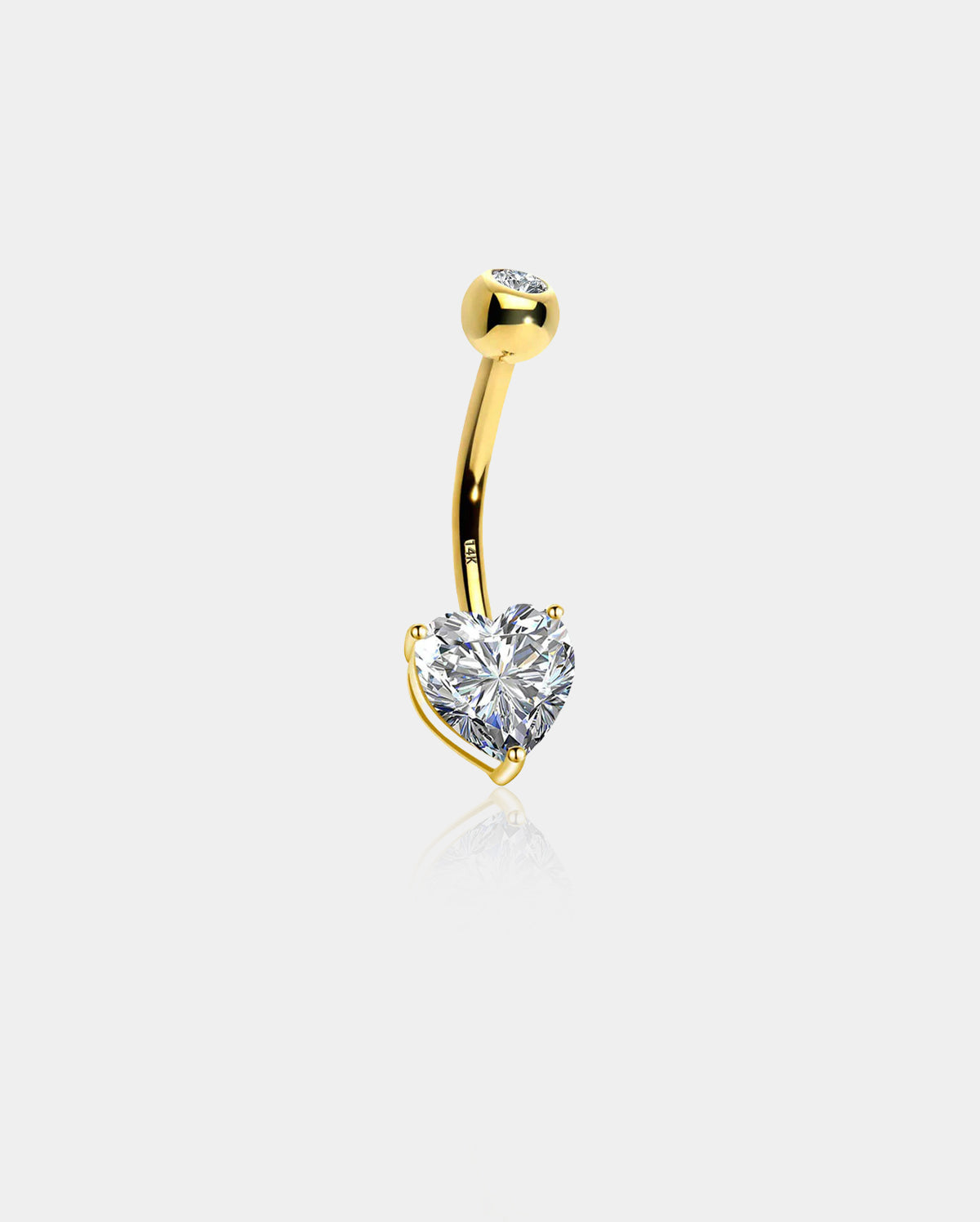 14K Heart CZ Belly Ring