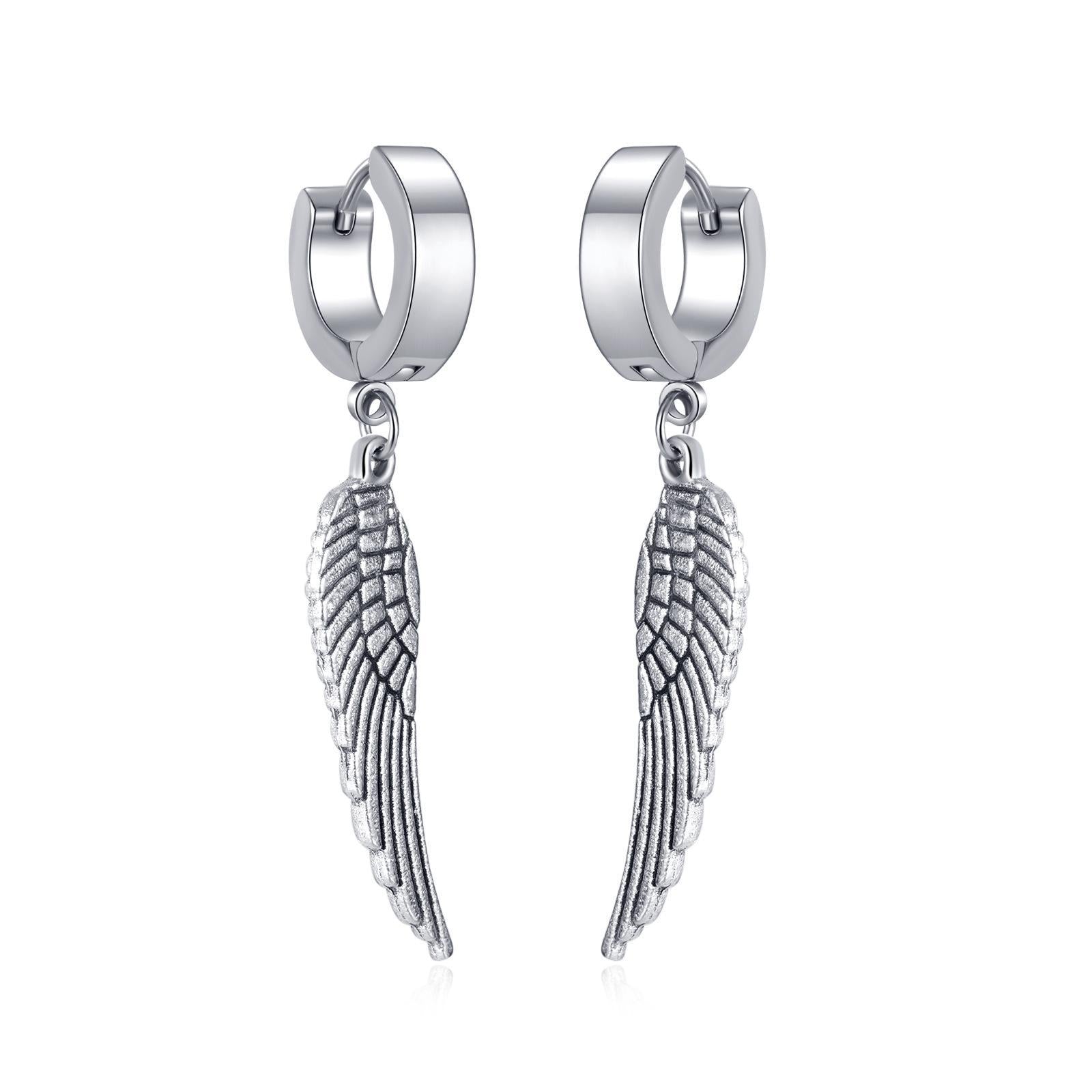 2PCS Wing Charm Dangle Hoop Earrings
