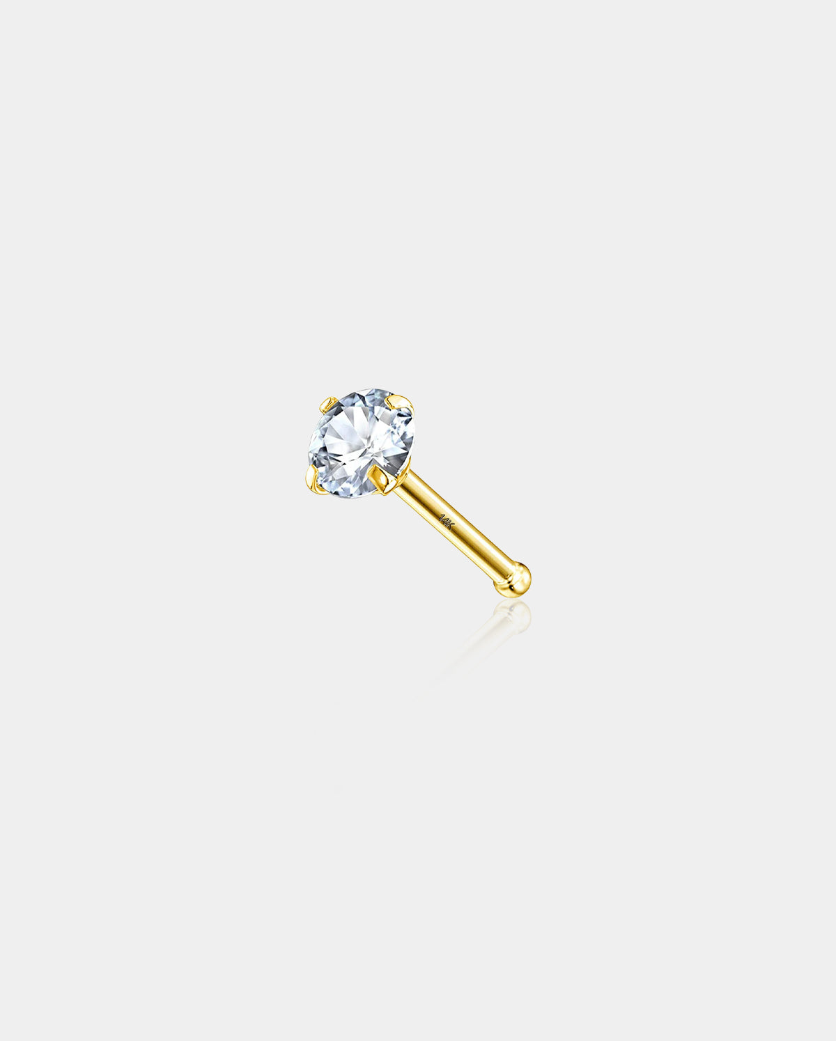 14K Round CZ Nose Bone