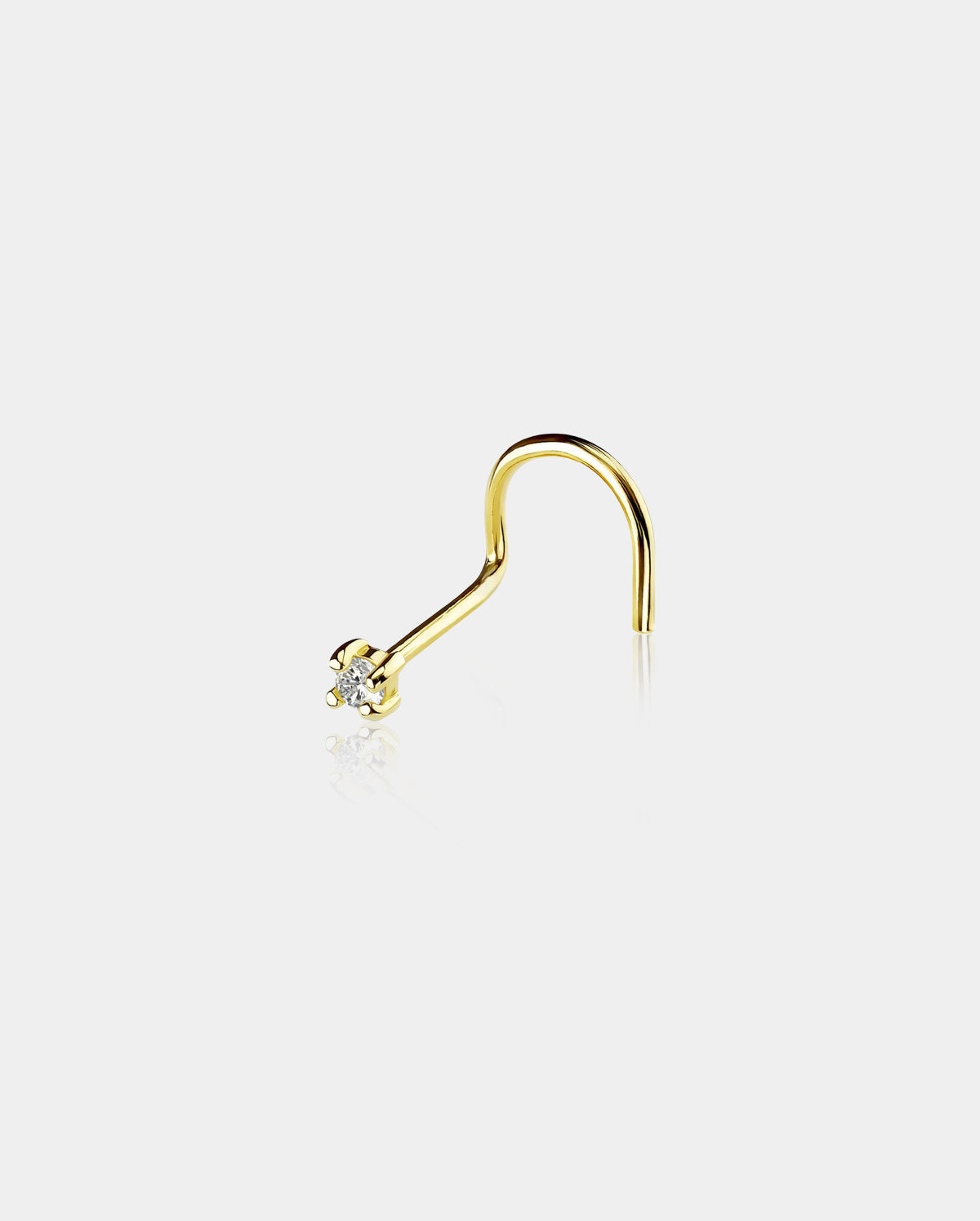 14K Screw CZ Nose Stud