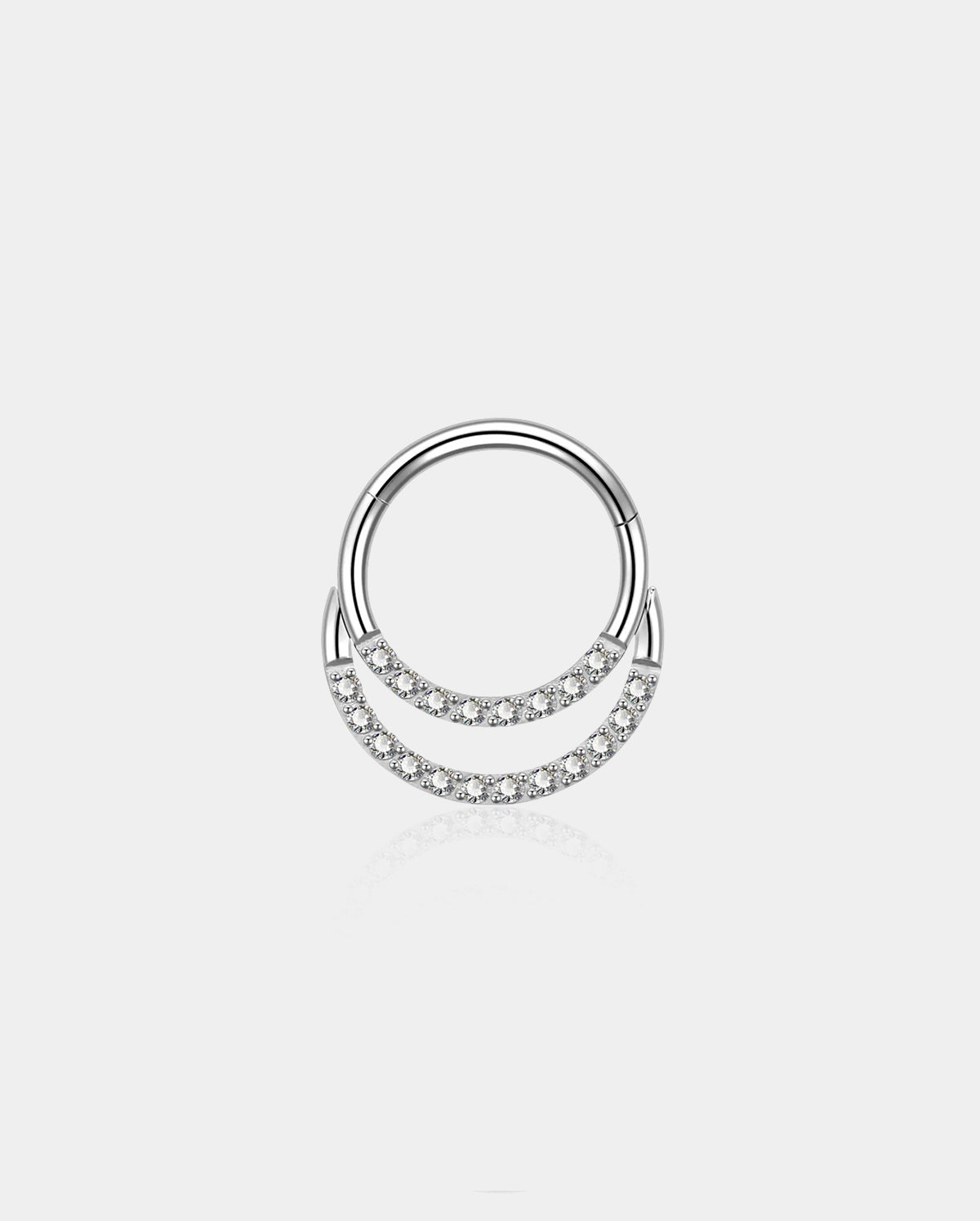 Clicker de septum articulé à double boucle pavée 16G CZ