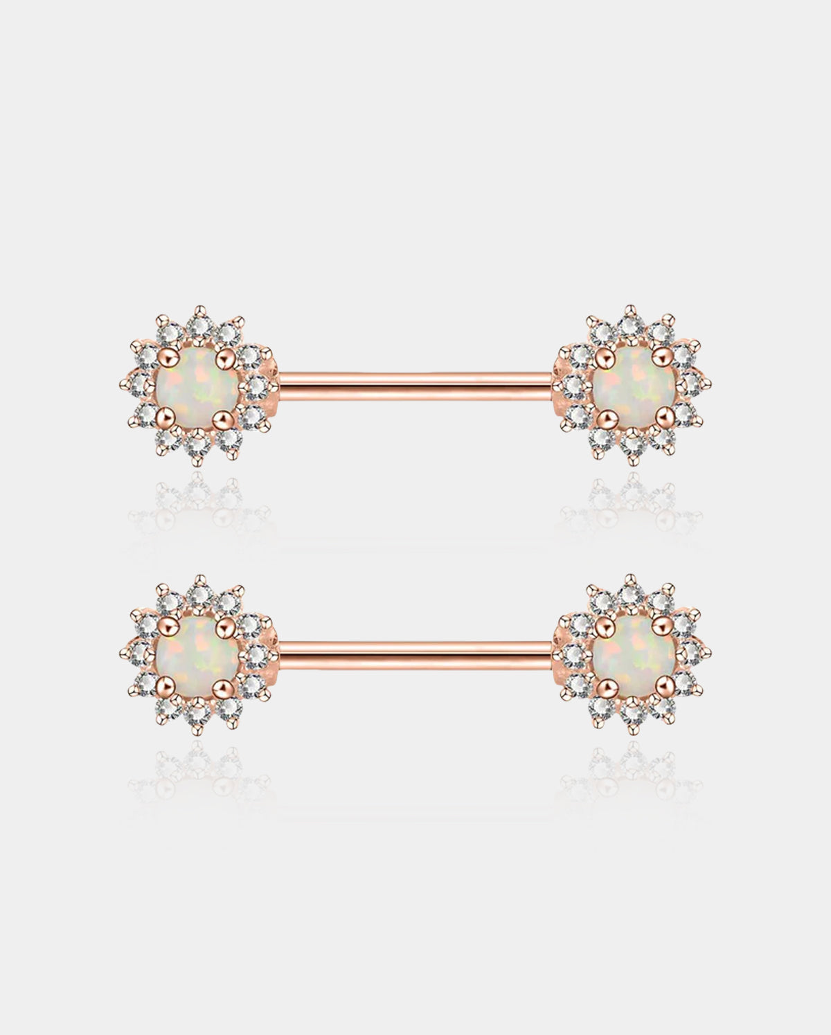Synthetic Opal Rose Gold Nipple Barbell Pair