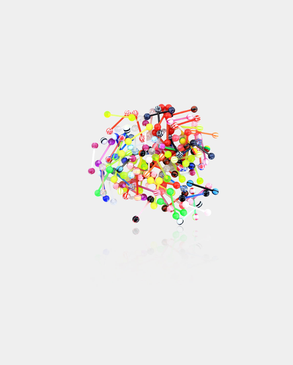 14G 100PCS Different Candy Color Acrylic Barbell Tongue Rings(Random Colors) - OUFER BODY JEWELRY