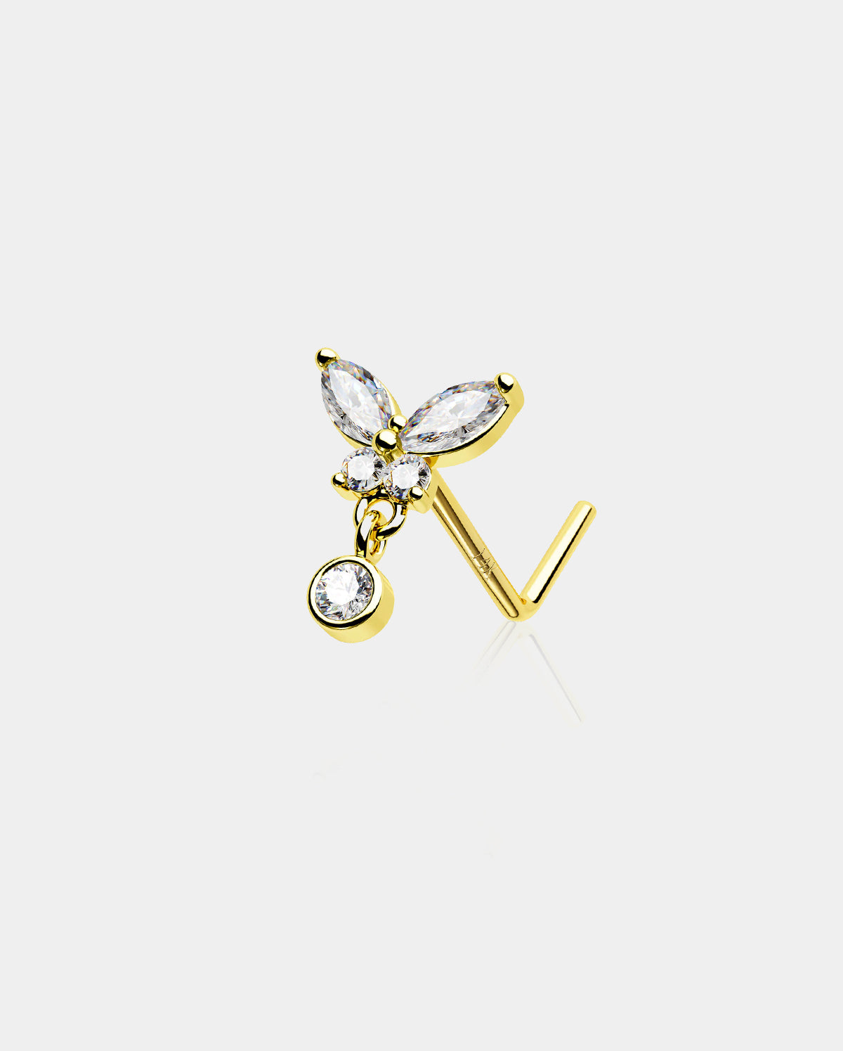 14k gold butterfly nose stud