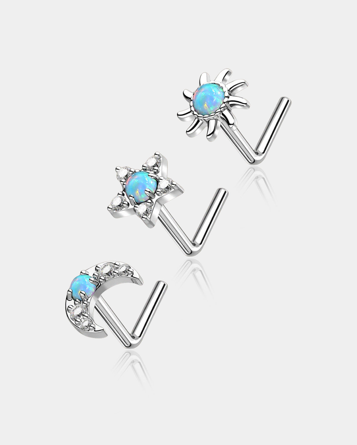 oufer opal nose studs