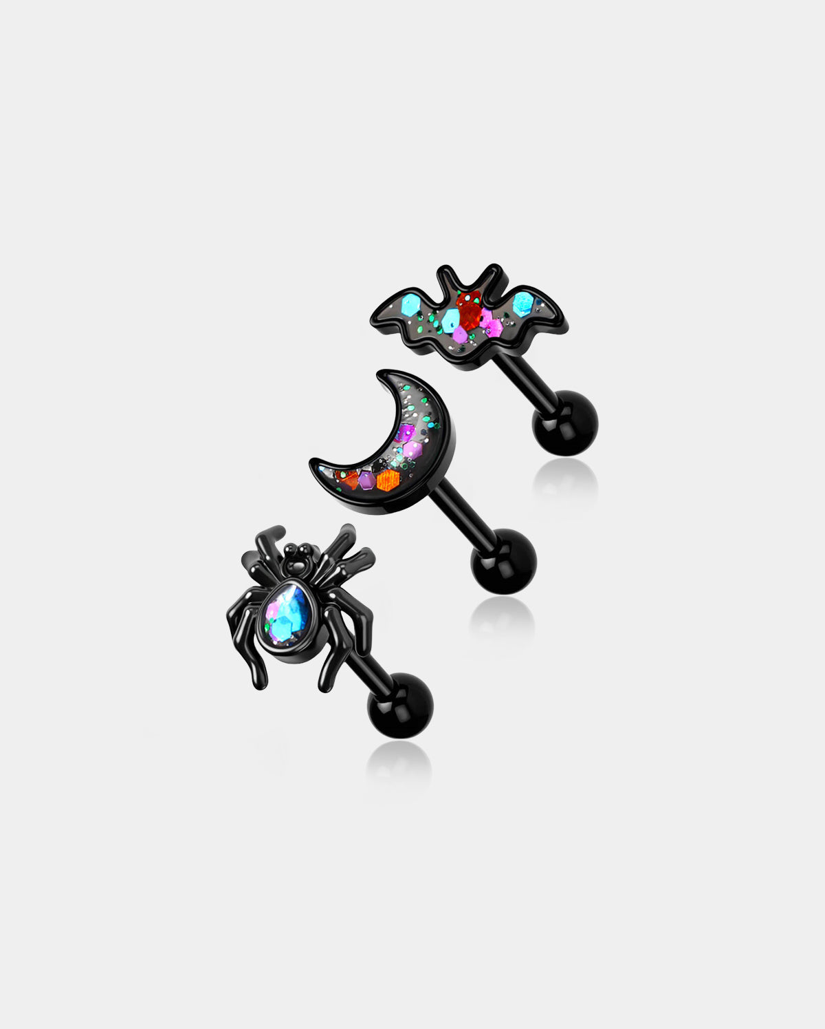 3PCS Spider Bat Moon Cartilage Set