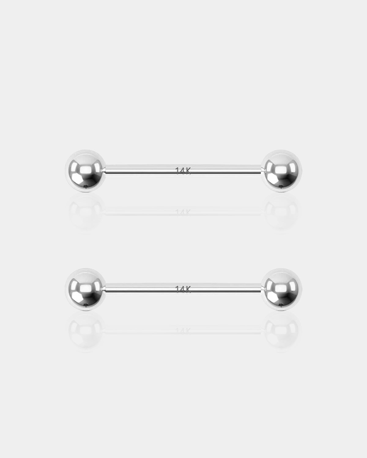14K White Gold Ball Nipple Ring