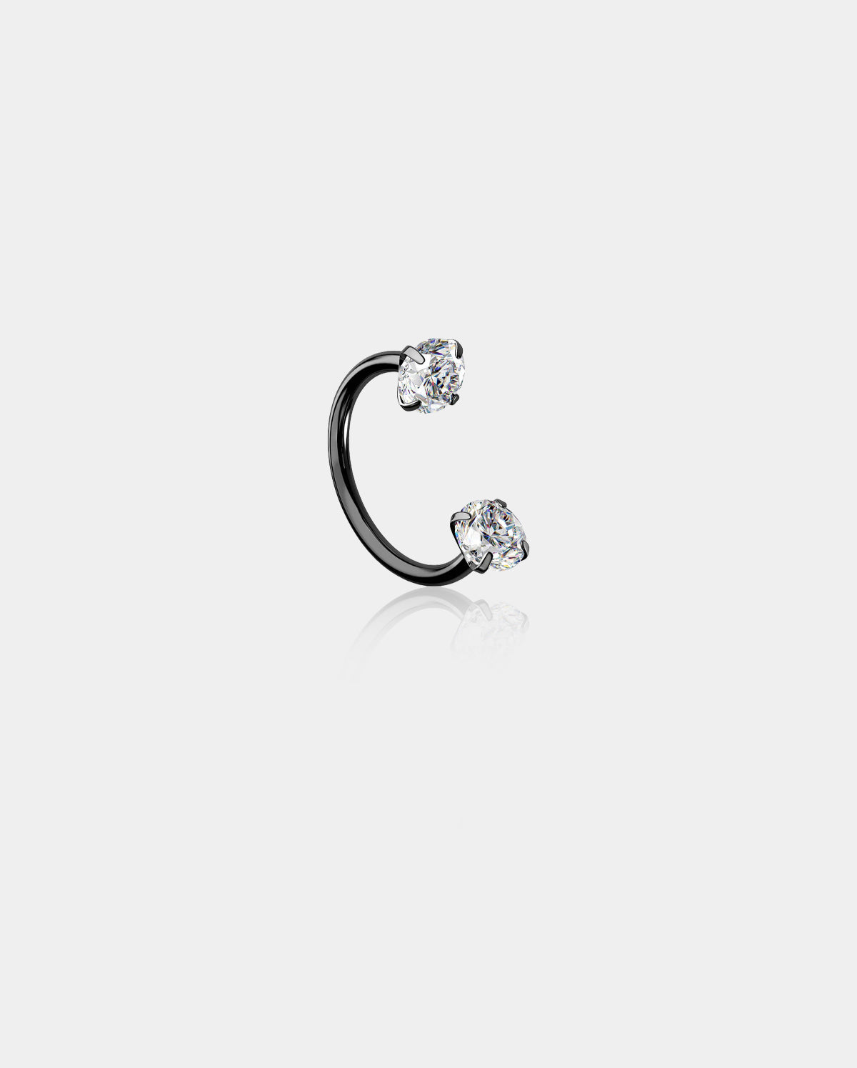 Push Pin Clear/Black CZ Horseshoe Nose Ring